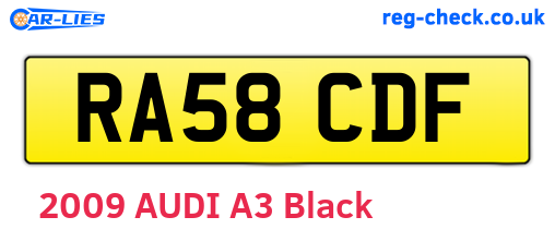 RA58CDF are the vehicle registration plates.