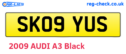 SK09YUS are the vehicle registration plates.