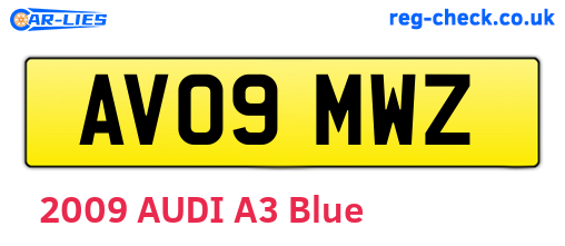AV09MWZ are the vehicle registration plates.