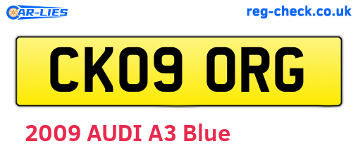 CK09ORG are the vehicle registration plates.