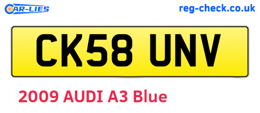 CK58UNV are the vehicle registration plates.