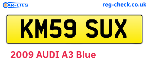 KM59SUX are the vehicle registration plates.