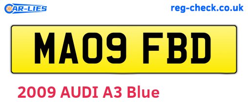 MA09FBD are the vehicle registration plates.
