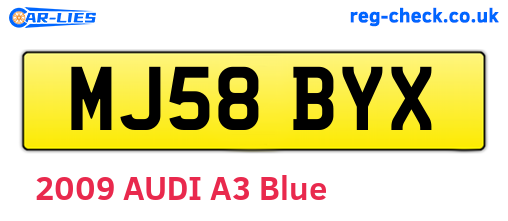 MJ58BYX are the vehicle registration plates.