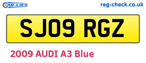 SJ09RGZ are the vehicle registration plates.