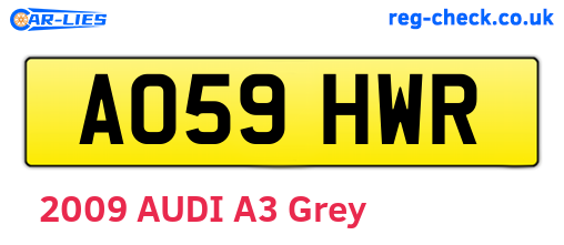 AO59HWR are the vehicle registration plates.