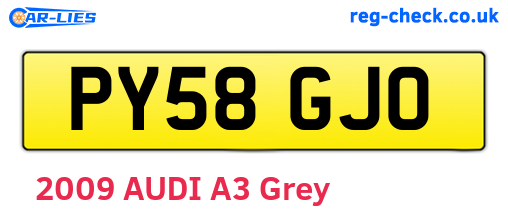 PY58GJO are the vehicle registration plates.