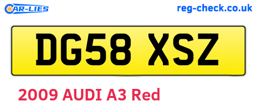 DG58XSZ are the vehicle registration plates.