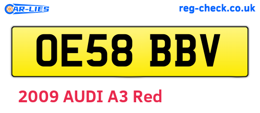 OE58BBV are the vehicle registration plates.