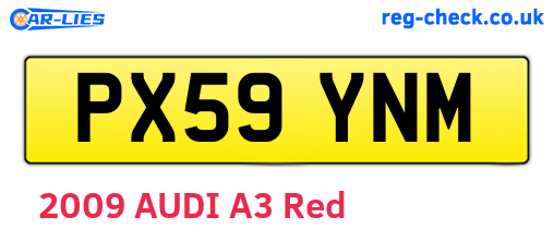 PX59YNM are the vehicle registration plates.