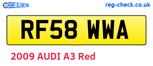 RF58WWA are the vehicle registration plates.