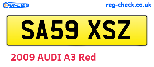 SA59XSZ are the vehicle registration plates.