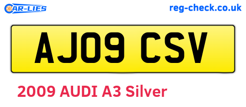 AJ09CSV are the vehicle registration plates.