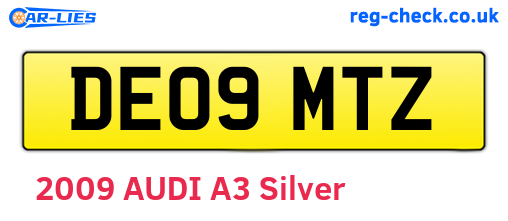 DE09MTZ are the vehicle registration plates.