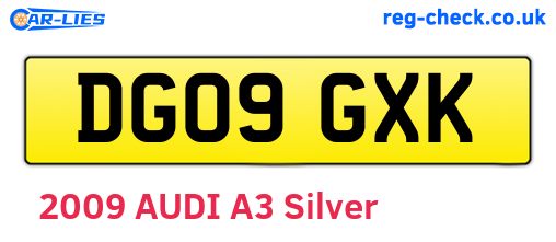 DG09GXK are the vehicle registration plates.