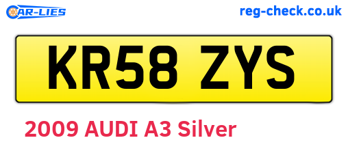 KR58ZYS are the vehicle registration plates.