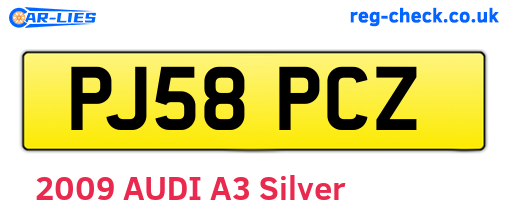 PJ58PCZ are the vehicle registration plates.