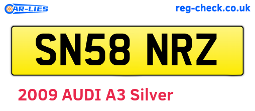 SN58NRZ are the vehicle registration plates.