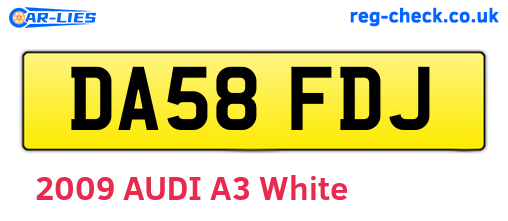 DA58FDJ are the vehicle registration plates.