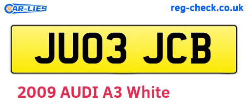 JU03JCB are the vehicle registration plates.