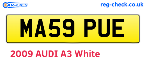 MA59PUE are the vehicle registration plates.