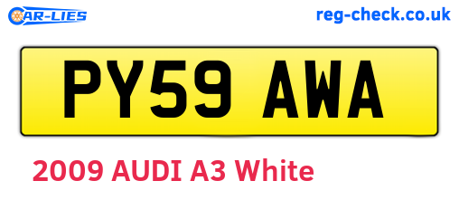 PY59AWA are the vehicle registration plates.