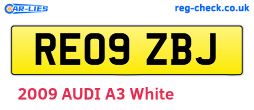 RE09ZBJ are the vehicle registration plates.