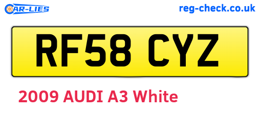 RF58CYZ are the vehicle registration plates.