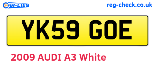 YK59GOE are the vehicle registration plates.