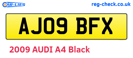 AJ09BFX are the vehicle registration plates.