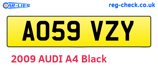 AO59VZY are the vehicle registration plates.