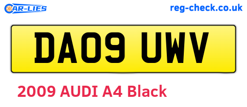 DA09UWV are the vehicle registration plates.