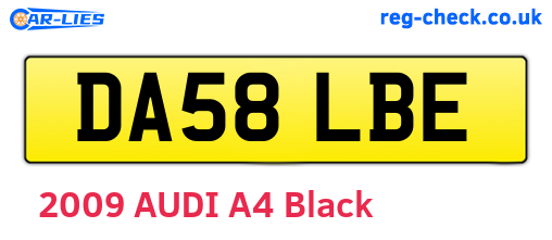 DA58LBE are the vehicle registration plates.