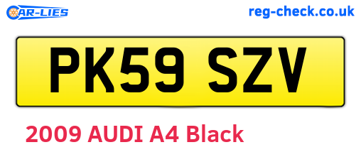 PK59SZV are the vehicle registration plates.