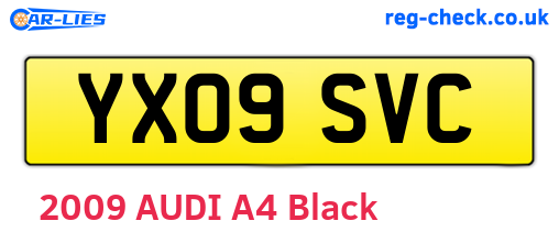 YX09SVC are the vehicle registration plates.
