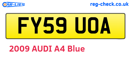 FY59UOA are the vehicle registration plates.