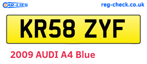 KR58ZYF are the vehicle registration plates.