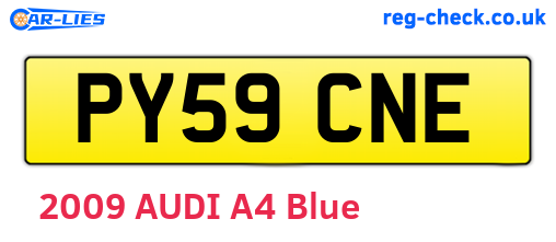 PY59CNE are the vehicle registration plates.