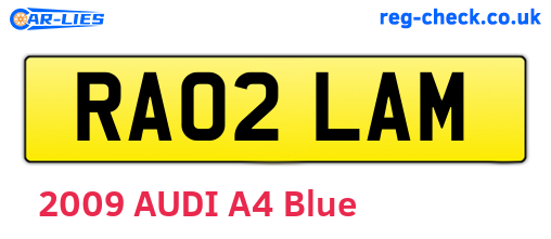 RA02LAM are the vehicle registration plates.