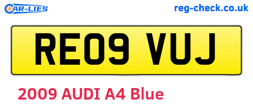RE09VUJ are the vehicle registration plates.