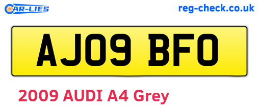 AJ09BFO are the vehicle registration plates.
