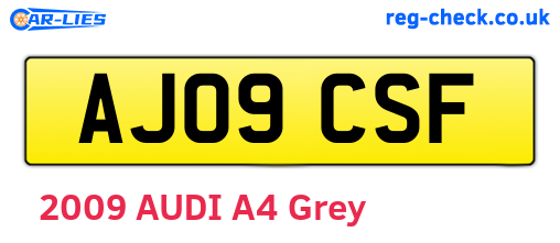 AJ09CSF are the vehicle registration plates.