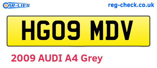 HG09MDV are the vehicle registration plates.