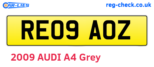 RE09AOZ are the vehicle registration plates.