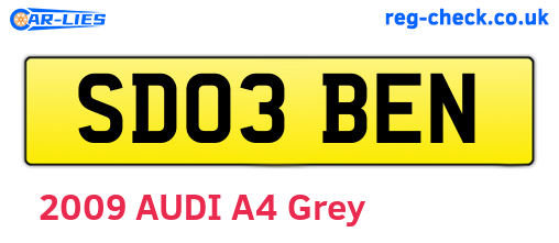 SD03BEN are the vehicle registration plates.