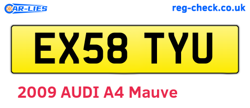 EX58TYU are the vehicle registration plates.