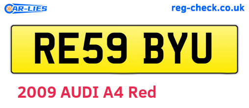 RE59BYU are the vehicle registration plates.