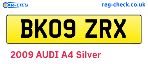 BK09ZRX are the vehicle registration plates.