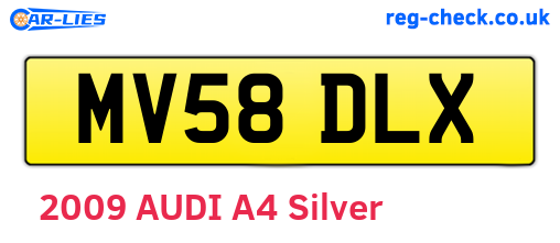MV58DLX are the vehicle registration plates.