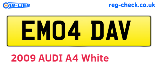 EM04DAV are the vehicle registration plates.